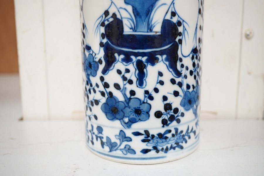 A late 19th/early 20th century Chinese sleeve vase, Kangxi mark, 25cm